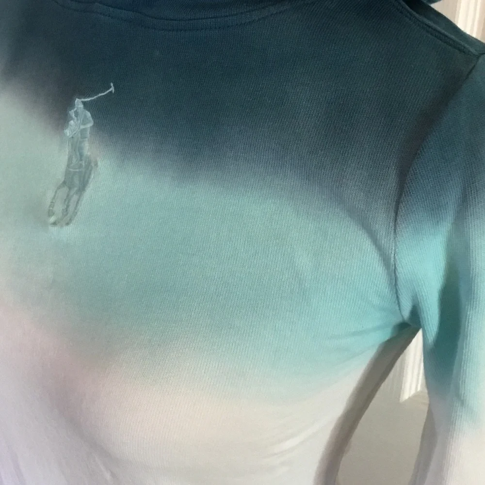 Ralph Lauren Boho Ombré Blue, Teal and White Hooded Tunic/Dress